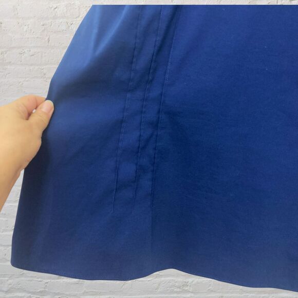 Lafayette 148 New York Blouse 20 Pintuck 3/4 Sleeve Button Down Navy Blue - Picture 11 of 14